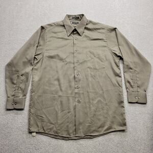 Arrow Men's Large Button Down Long Sleeve Casual Pique Shirt Light Brown